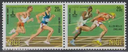 Niue Mi.Nr. Zdr.358-59 Olympische Sommerspiele Moskau, 100-m-Lauf 