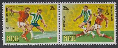 Niue Mi.Nr. Zdr.364-65 Olympische Sommerspiele Moskau, Fußball 