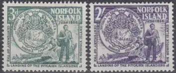 Norfolk-Insel Mi.Nr. 21-22 Landung der Pitcairn-Insulaner (2 Werte)