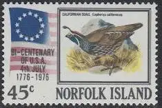 Norfolk-Insel Mi.Nr. 180 200J.USA-Unabhängigkeit, Schopfwachtel (45)