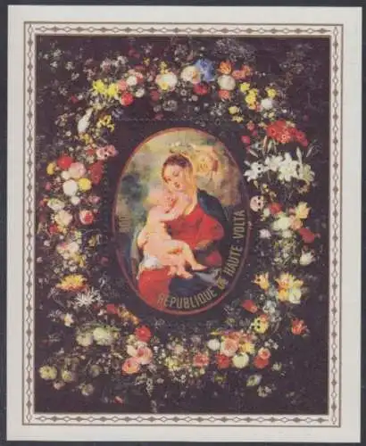 Obervolta Mi.Nr. Block 50 400.Geb. Peter Paul Rubens, Madonna im Blumenkranz  