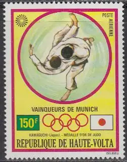 Obervolta Mi.Nr. 396 Olympia 1972 München, Goldm. Kawaguchi, Judo (150)