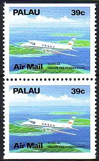 Palau Mi.Nr. Zdr.279Do+u Freim. Embraer EMB-110 (Paar oben + unten geschn.)