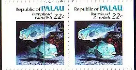 Palau Mi.Nr. Zdr.75Dl+r Freim. Papageifisch (Paar links+rechts geschn.)