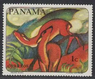 Panama Mi.Nr. 1009 Gemälde Die roten Rehe von Franz Marc (1)