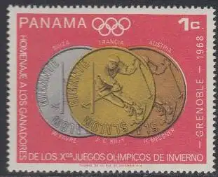 Panama Mi.Nr. 1077 Olympiade 1968 Grenoble, Medaillengewinner Riesenslalom (1)