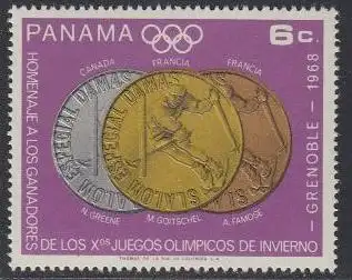 Panama Mi.Nr. 1082 Olympiade 1968 Grenoble, Medaillengewinner Slalom (6)