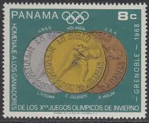 Panama Mi.Nr. 1083 Olympiade 1968 Grenoble, Medaillengewinner Eisschnelllauf (8)