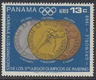 Panama Mi.Nr. 1084 Olympiade 1968 Grenoble Medaillengewinner Eisschnelllauf (13)