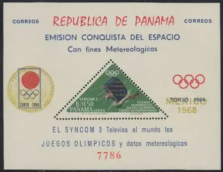 Panama Mi.Nr. Block 94 Fernsehübertragung Olympia 1968, Syncom 3 