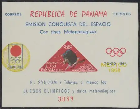 Panama Mi.Nr. Block 95 Fernsehübertragung Olympia 1968, Syncom 3 