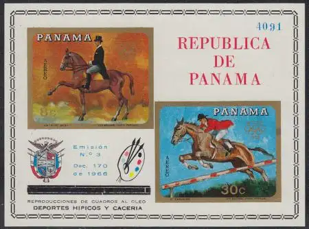 Panama Mi.Nr. Block 101 Olympiade 1968 Mexiko, Reitsport 