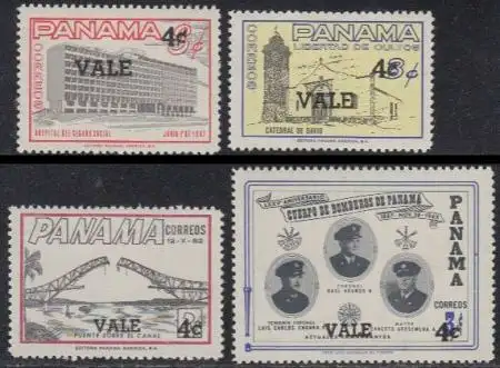 Panama Mi.Nr. 664-67 Freim. MiNr. 605, 608, 631, 639 m.Aufdr. VALE 4 C (4 Werte)