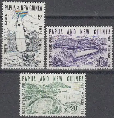 Papua Neuguinea Mi.Nr. 158-60 Südpazifische Sportspiele (3 Werte)