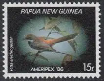 Papua Neuguinea Mi.Nr. 525 AMERIPEX '86, Vögel, Pitta erythrogaster (15)