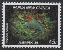 Papua Neuguinea Mi.Nr. 527 AMERIPEX '86, Vögel, Rhipidura rufifrons (45)