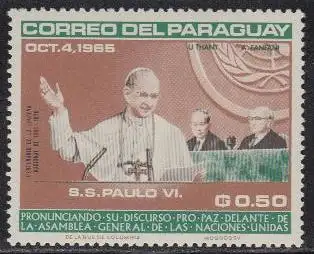 Paraguay Mi.Nr. 1491 Papst Paul VI bei der UNO (0,50)