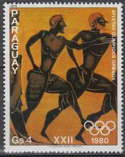 Paraguay Mi.Nr. 3240 Olympia 1980, Läufer auf griech. Vase (4)