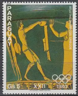 Paraguay Mi.Nr. 3241 Olympia 1980, Fünfkampf auf griech. Vase (5)