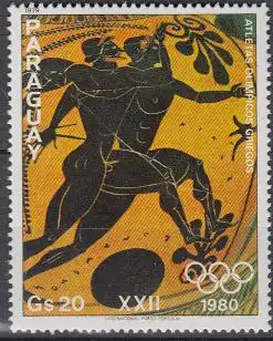 Paraguay Mi.Nr. 3245 Olympia 1980, Läufer auf griech. Vase (20)