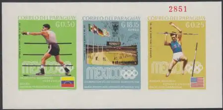 Paraguay Mi.Nr. Block 119 Olympia 1968 Mexiko, Goldm. Seagren Rodriguez Stadion 