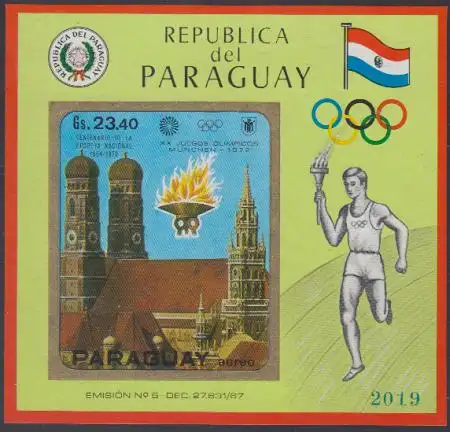 Paraguay Mi.Nr. Block 141 Olympia 1972 München, Frauenkirche 