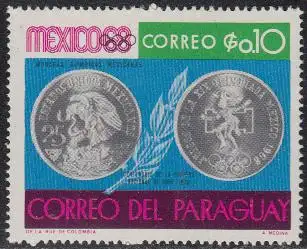 Paraguay Mi.Nr. 1865 Olympia 1968 Mexiko, Münzen (0,10)