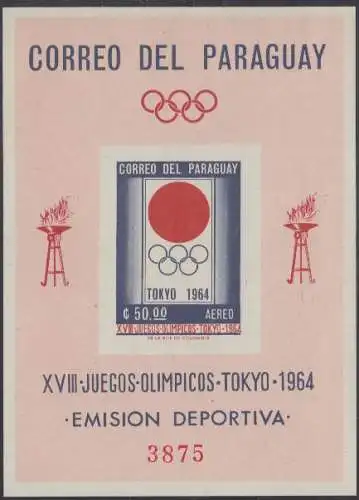 Paraguay Mi.Nr. Block 51 Olympia 1964 Tokio 