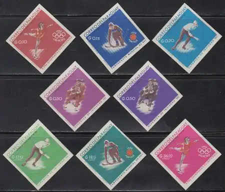 Paraguay Mi.Nr. 1642-49 Ski-WM Portillo + Olympia 1968 Grenoble (8 Werte)