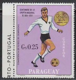 Paraguay Mi.Nr. 1954 Goldmedaille Fußball Olympia 1920: Belgien (0,25)