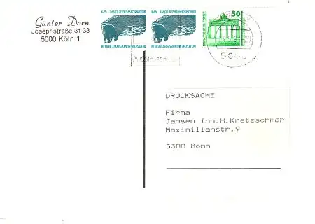 Deutsche Einheit Mischfrankatur mit DDR-DP 3346, Berlin 863