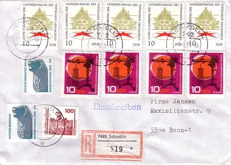 Deutsche Einheit Ebf. Mischfr.m.DDR 4x1343,5x1598,DDR-DP 3350,Bund1448,Berlin863