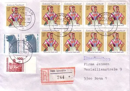 Deutsche Einheit Ebf. Mischfr.mit DDR 1723 (9x),DDR-DP 3350,Bund 1448,Berlin 863