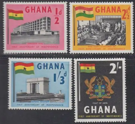 Ghana Mi.Nr. 20-23 Unabhängigkeit, Nationalflagge + versch. Motive (4 Werte)