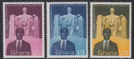 Ghana Mi.Nr. 39-41A 150.Geb. Abraham Lincoln (3 Werte)