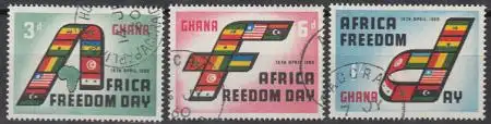 Ghana Mi.Nr. 77-79 Tag der Afrikanischen Freiheit, Flaggen (3 Werte)