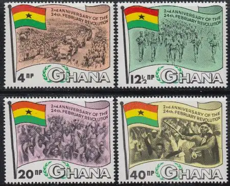 Ghana Mi.Nr. 330-33A 2.Jahrestag der Februar-Revolution (4 Werte)