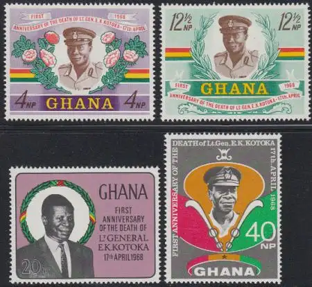 Ghana Mi.Nr. 338-41A Todestag Emmanuel Kwasi Kotoka, Offizier (4 Werte)