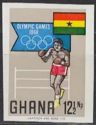 Ghana Mi.Nr. 352B Olympia 1968 Mexiko, Boxen (12 1/2)