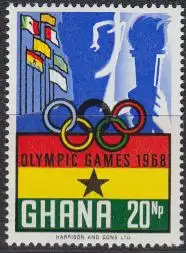 Ghana Mi.Nr. 353A Olympia 1968 Mexiko, Flaggen, Fackel, olymp. Ringe (20)