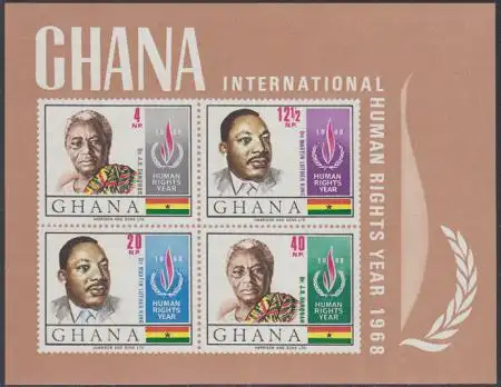 Ghana Mi.Nr. Block 35 Int.Jahr d.Menschenrechte, Martin Luther King, J.B.Danquah