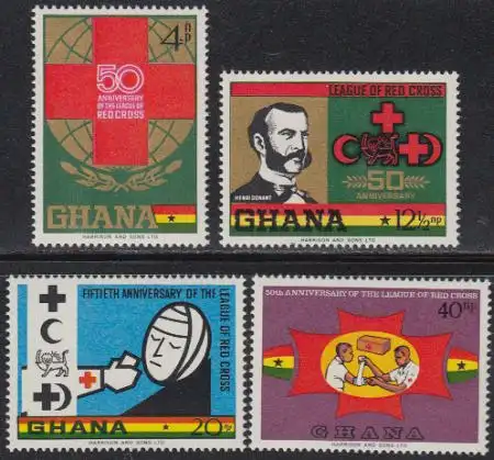 Ghana Mi.Nr. 389-92A 50J. Liga der Rotkreuz-Gesellschaften (4 Werte)