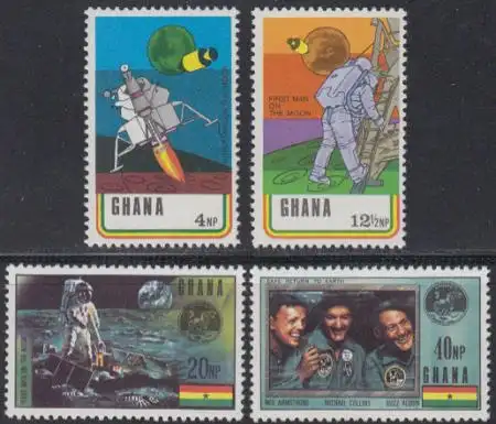 Ghana Mi.Nr. 397-400A 1.bemannte Mondlandung (4 Werte)