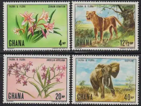 Ghana Mi.Nr. 413-16A Einh. Pflanzen und Tiere, u.a. Elefant, Löwe (4 Werte)