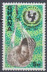 Ghana Mi.Nr. 446A 25J. UNICEF, Wiegen eines Neugeborenen (5)