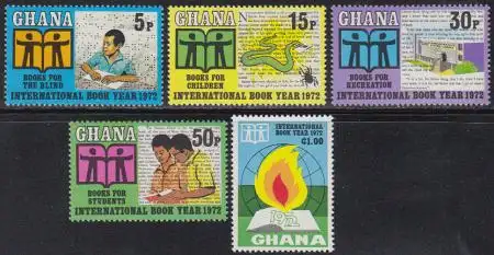 Ghana Mi.Nr. 458-62A Int. Jahr des Buches (5 Werte)