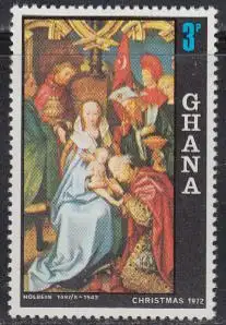 Ghana Mi.Nr. 487A Weihnachten, Gemälde Anbetung des Jesuskindes von Holbein (3)