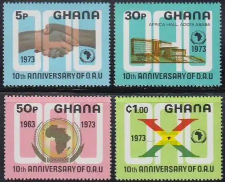 Ghana Mi.Nr. 516-19A 10J. Organisation für Afrikanische Einheit (4 Werte)