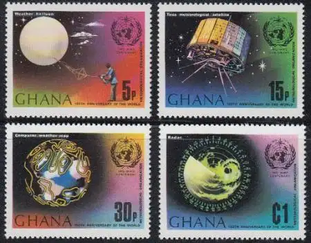 Ghana Mi.Nr. 520-23A 100J. Int. meteorologische Zusammenarbeit (4 Werte)