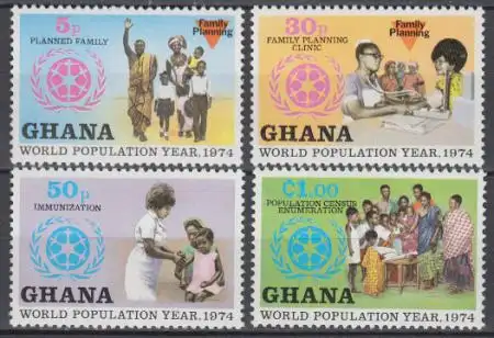 Ghana Mi.Nr. 577-80A Weltbevölkerungsjahr (4 Werte)